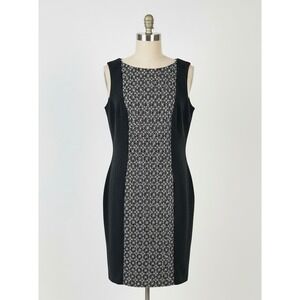 Chicos Sequin Lace Front Sheath Dress Charcoal Gray Size 0.5 Small